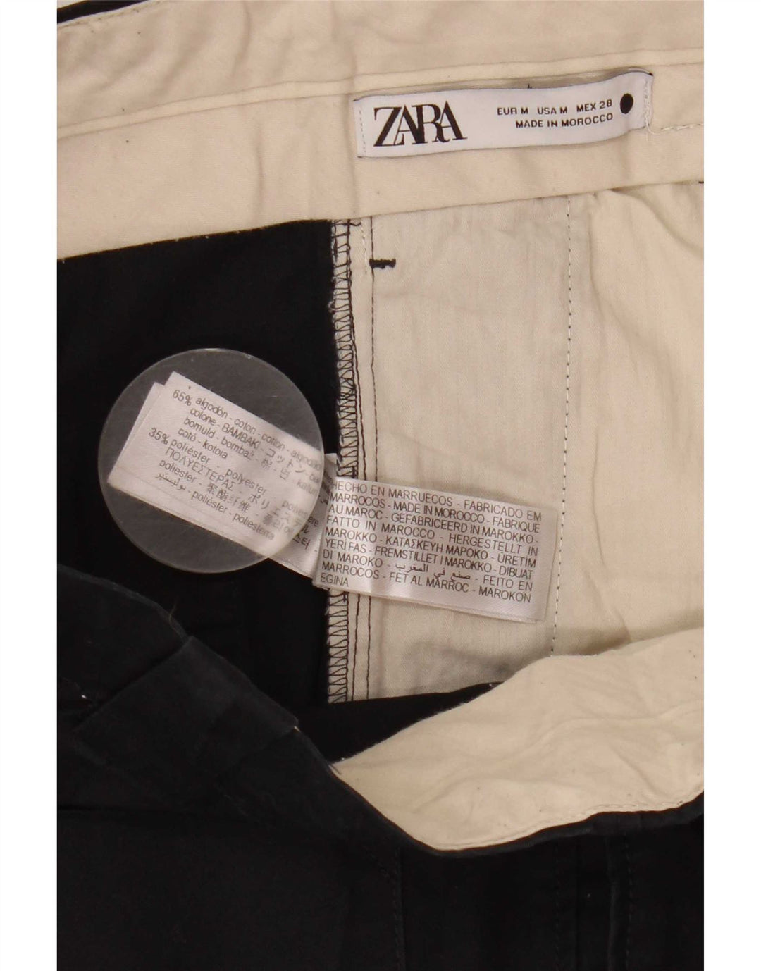 Zara Dame Cropped Trousers Medium W28 L24 Sort Bomuld