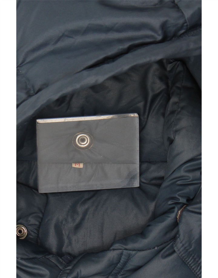 VINTAGE Herre hættepolstret jakke UK 38 Medium Navy Blue