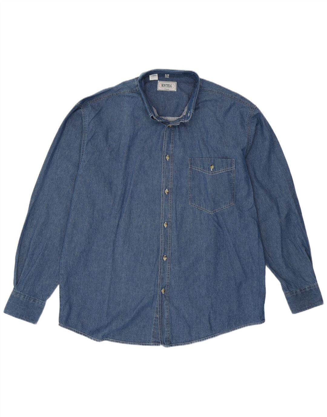 VINTAGE Denimskjorte til mænd Størrelse 43/44 XL Blå Bomuld