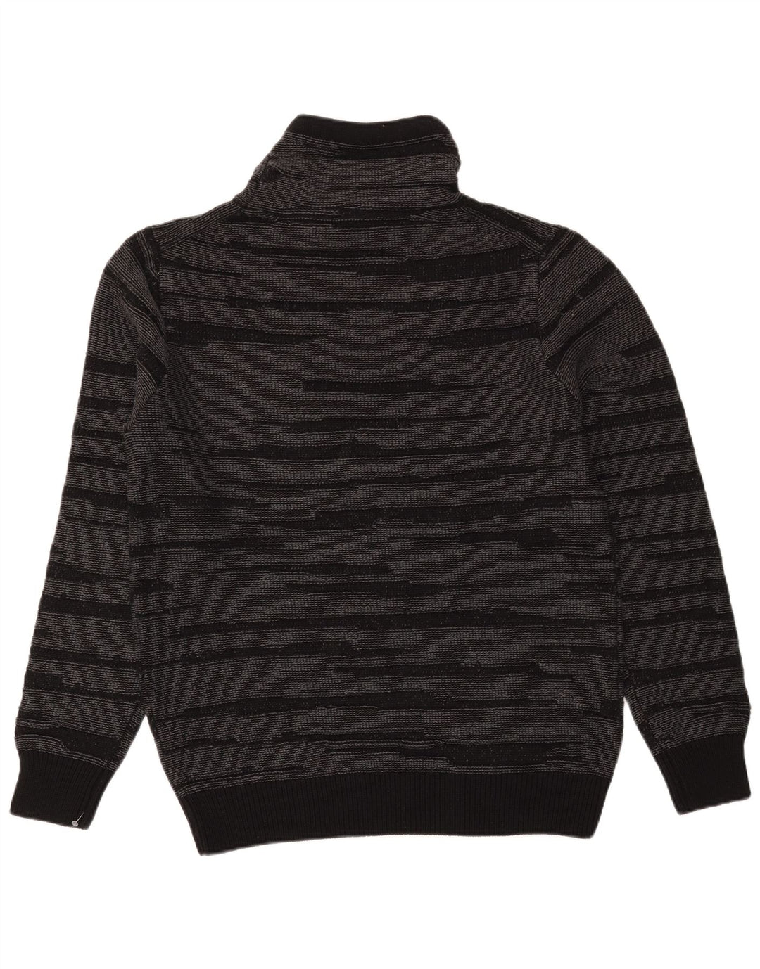 Dkny Herre Roll Neck Jumper Sweater Medium Sort Stribet Bomuld