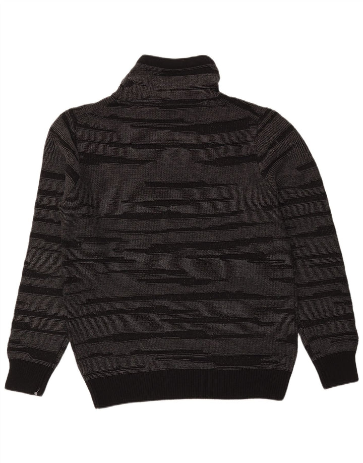 Dkny Herre Roll Neck Jumper Sweater Medium Sort Stribet Bomuld