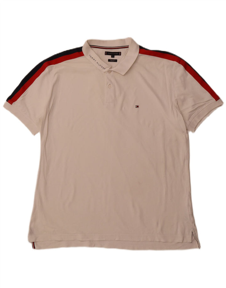 TOMMY HILFIGER Herre Regular Fit Polo Shirt 2XL Hvid Colourblock Bomuld