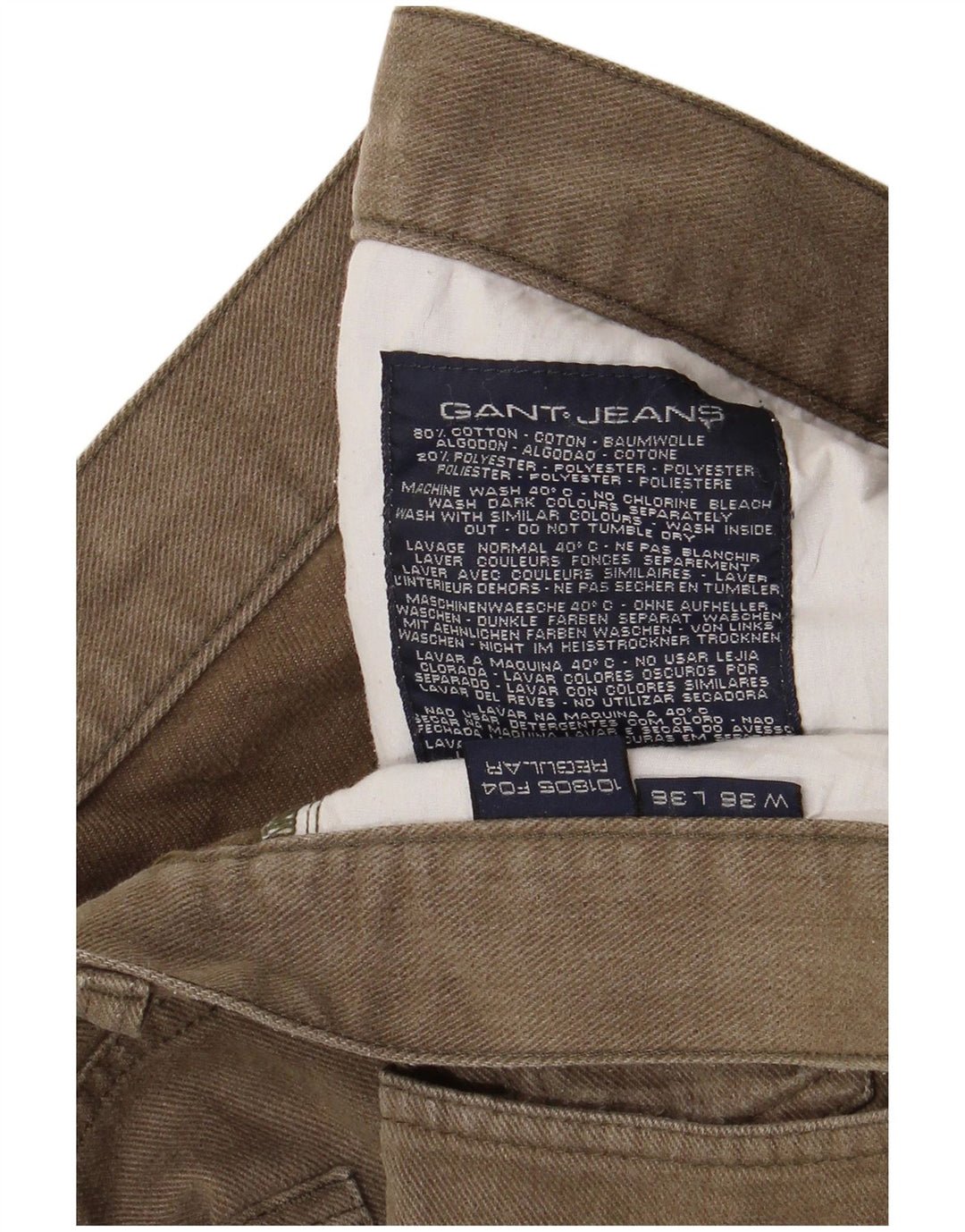 GANT Herre Regular Fit Straight Jeans W36 L32 Khaki Bomuld