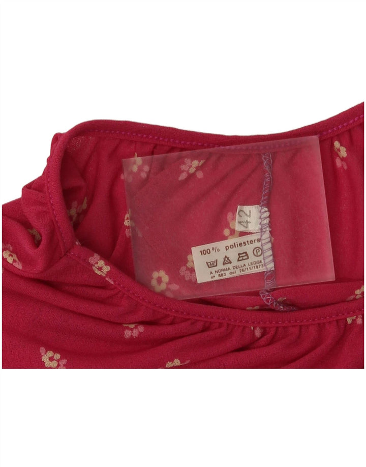 Vintage Dame Tunika Kjole EU 42 Large Pink Floral Polyester