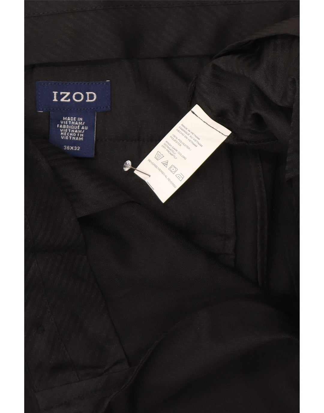 Izod Straight Suit Bukser til mænd W36 L26 Sort polyester