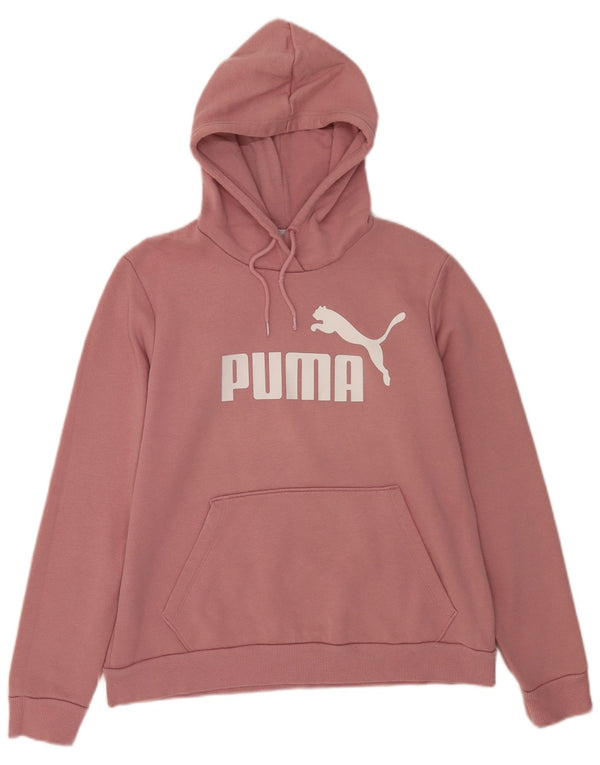 Puma Graphic Hoodie Jumper UK 16 Large Pink Bomuld