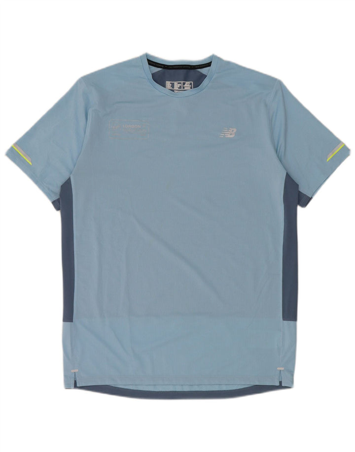 New Balance Herre T-Shirt Top Medium Blue Colourblock Polyester