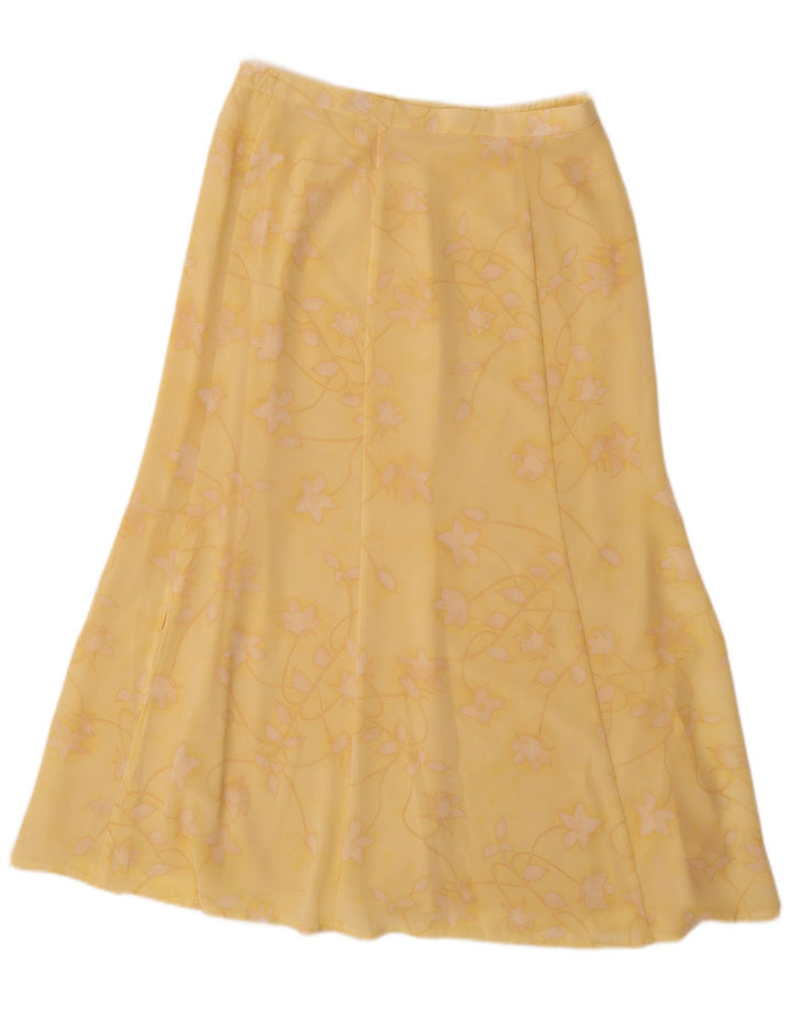 JACQUES VERT A-line nederdel til kvinder UK 12 Medium W30 Gul blomsterpolyester