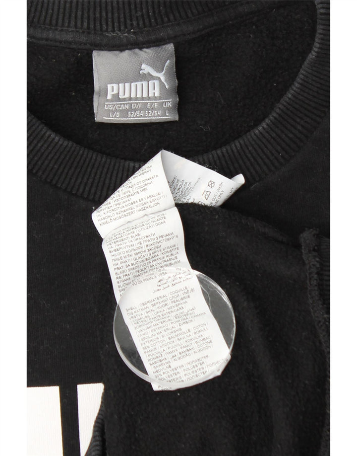 PUMA grafisk sweatshirt til mænd, stor sort bomuld