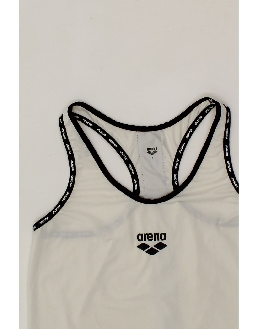ARENA Womens Graphic Vest Top UK 10 Small White Polyester Vintage Arena and Second-Hand Arena from Messina Hembry 