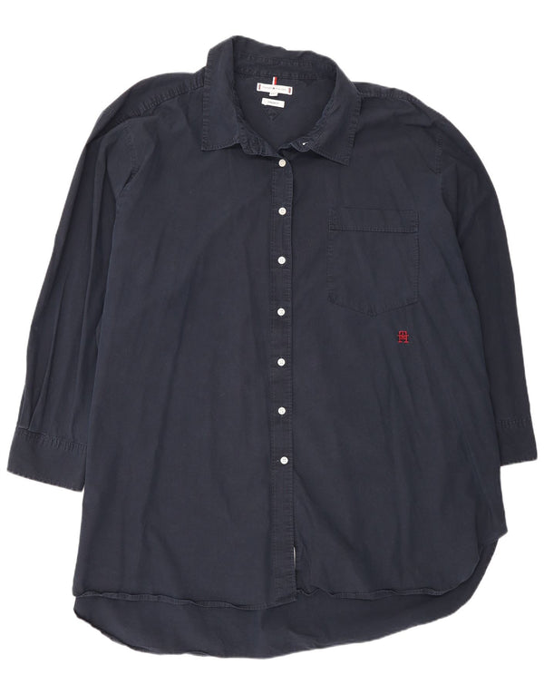 Tommy Hilfiger Dame Langærmet Oversized Skjortekjole UK 26 5XL Navy Blue
