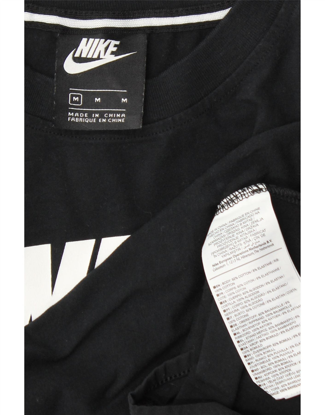 Nike Kvinders Grafisk Bodysuit UK 12 Medium Sort Bomuld