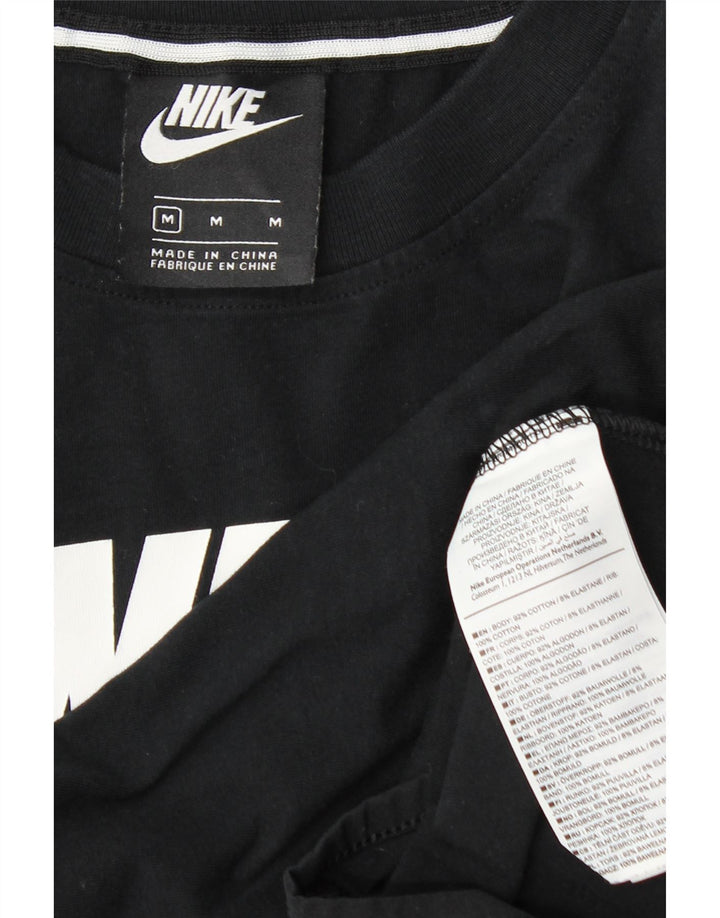 Nike Kvinders Grafisk Bodysuit UK 12 Medium Sort Bomuld