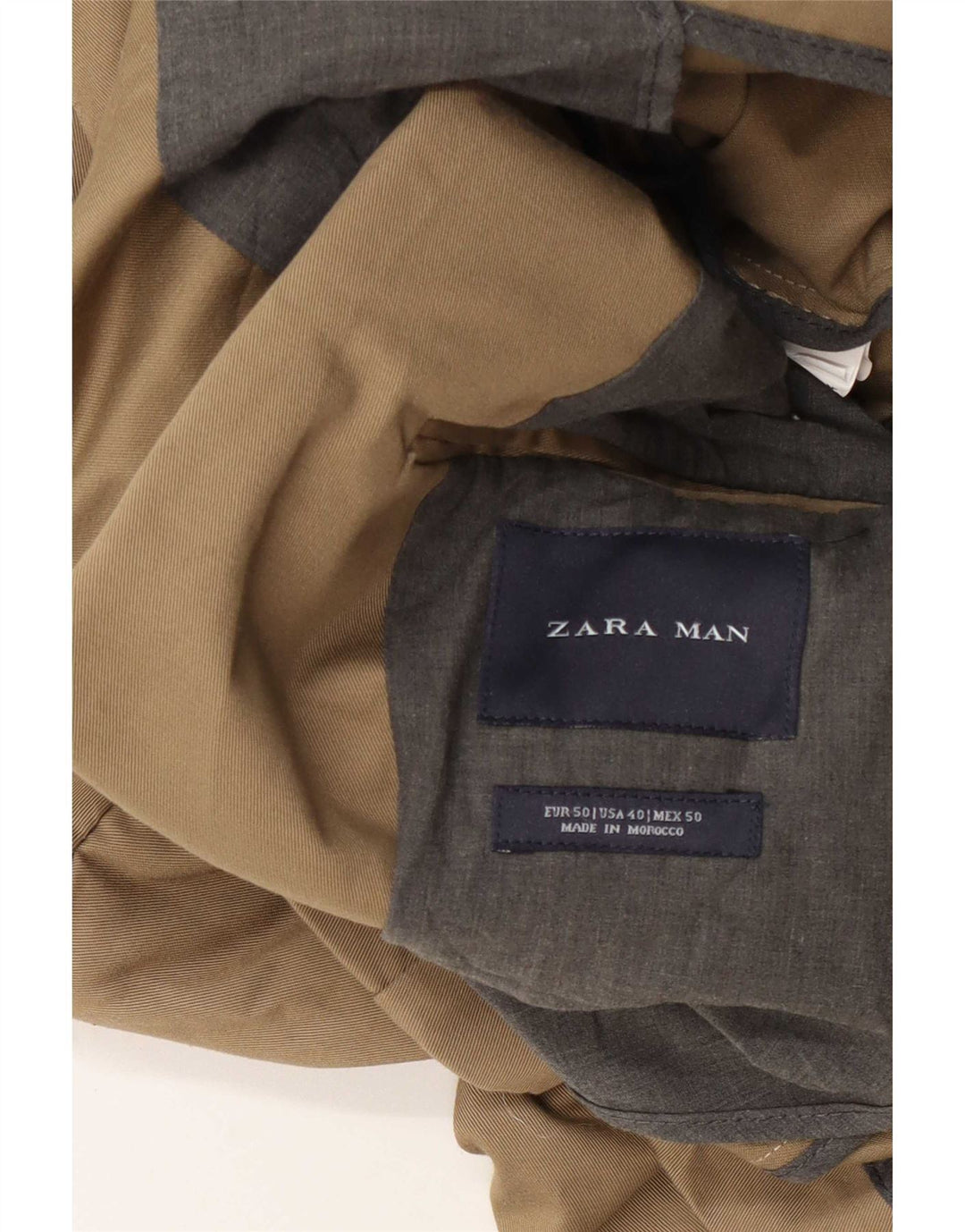 Zara Herre 2-knaps blazerjakke EU 50 Medium Khaki Classic