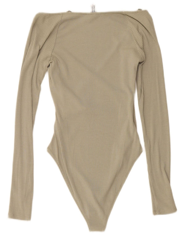 & ANDRE HISTORIER Dame langærmet bodysuit UK 10 Small Green Modal