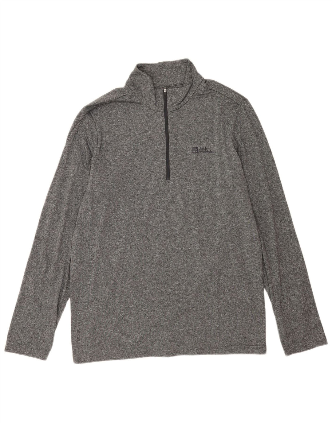 Jack Wolfskin Herre Zip Neck Pullover Træningsdragt Top UK 42 Stor Grå