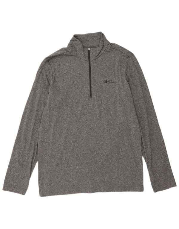 Jack Wolfskin Herre Zip Neck Pullover Træningsdragt Top UK 42 Stor Grå