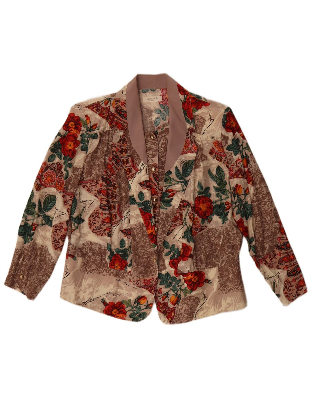 Vintage Dame 1 Knap Blazer Jacket UK 16 Large Multicolored Floral