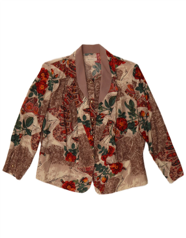 Vintage Dame 1 Knap Blazer Jacket UK 16 Large Multicolored Floral