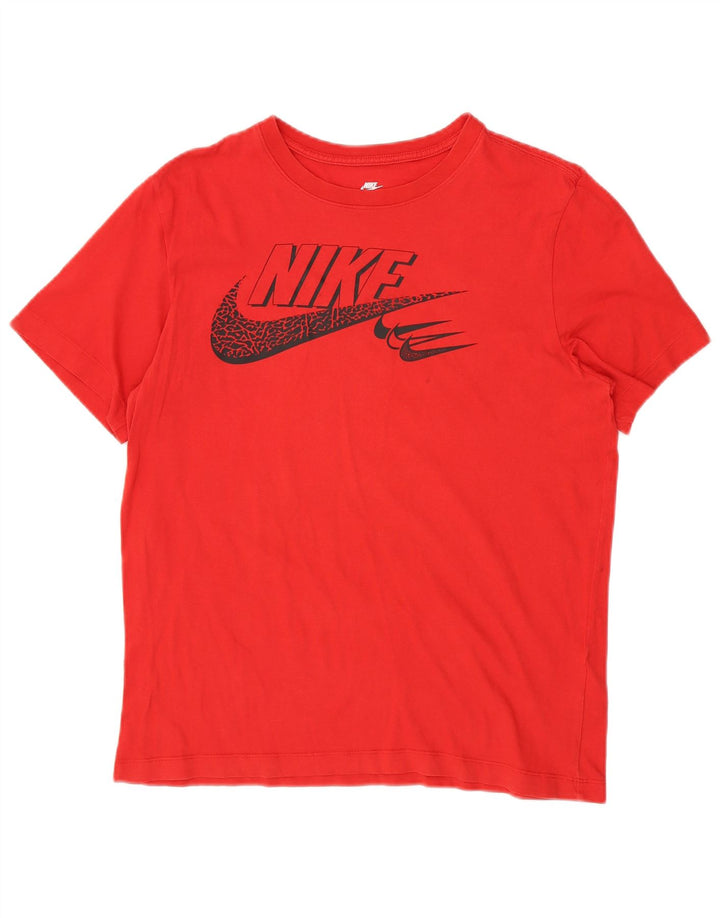 NIKE Womens Graphic T-Shirt Top UK 14 Medium Red Cotton