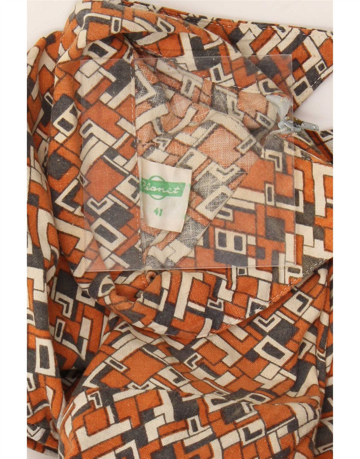 Planet Herre abstrakt mønster pullover skjorte str. 41 Large Orange