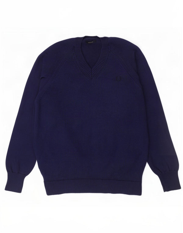 Fred Perry Herre V-hals sweater Stor marineblå uld