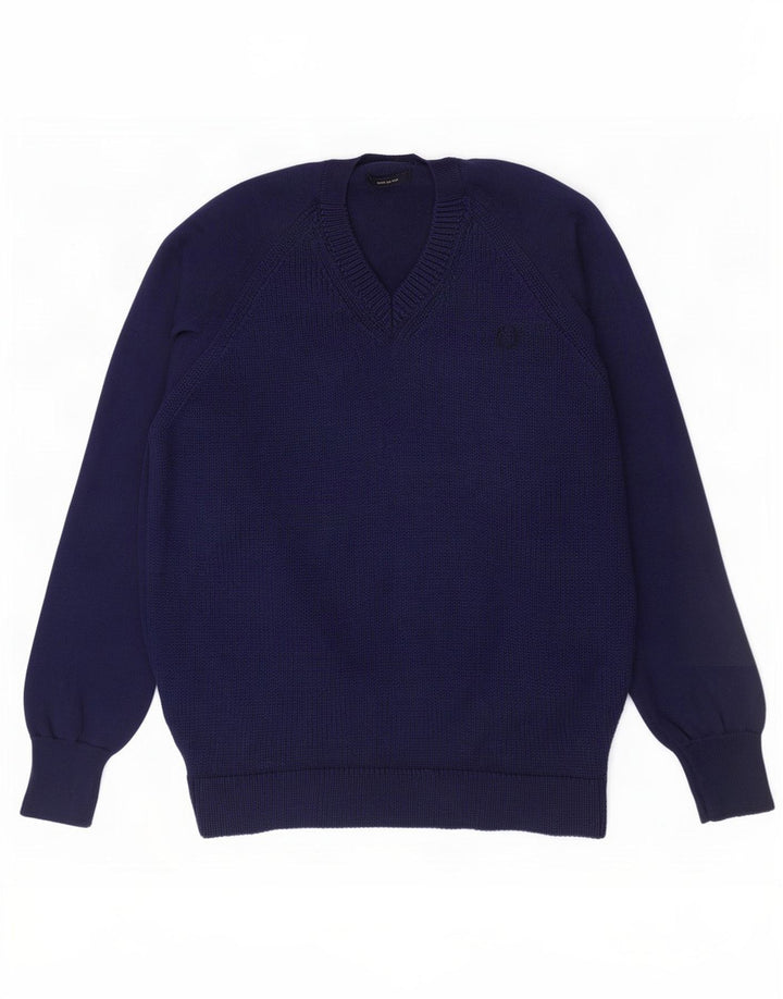 Fred Perry Herre V-hals sweater Stor marineblå uld