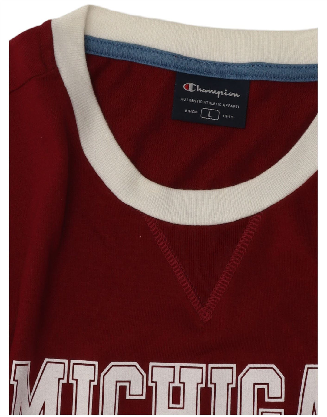 CHAMPION Herre Michigan Grafisk T-Shirt Top Stor Burgundy