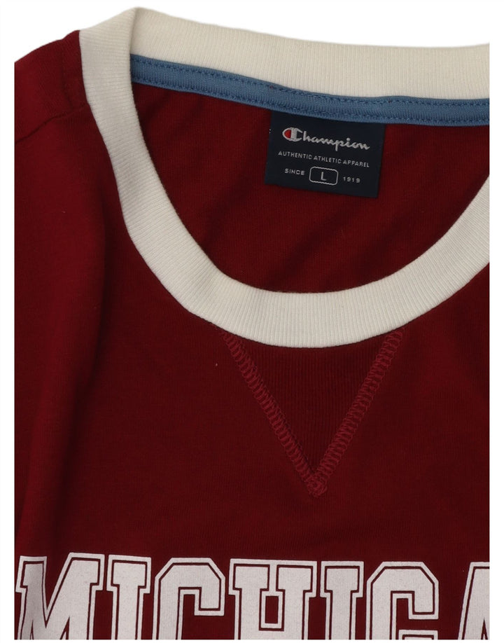 CHAMPION Herre Michigan Grafisk T-Shirt Top Stor Burgundy