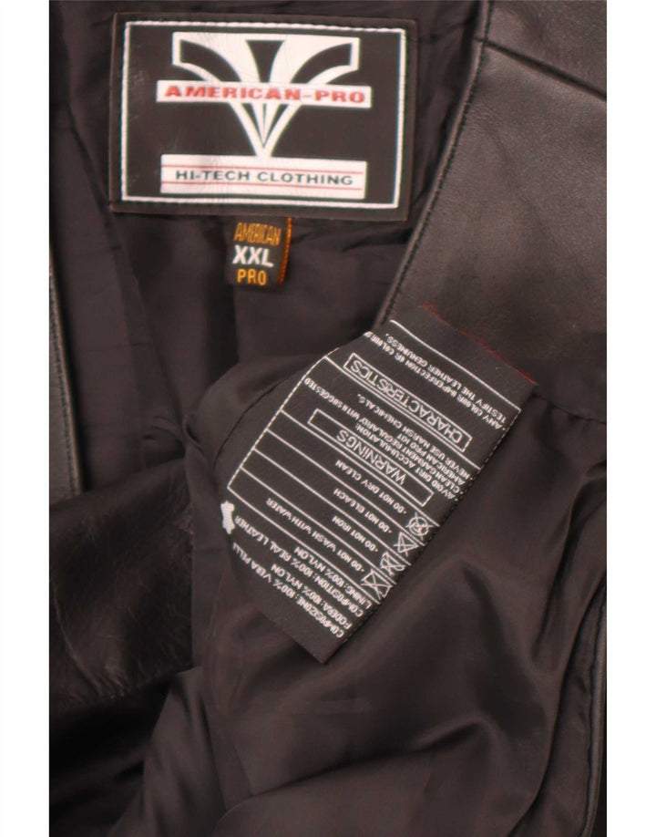 Vintage herre læder vest 2XL sort