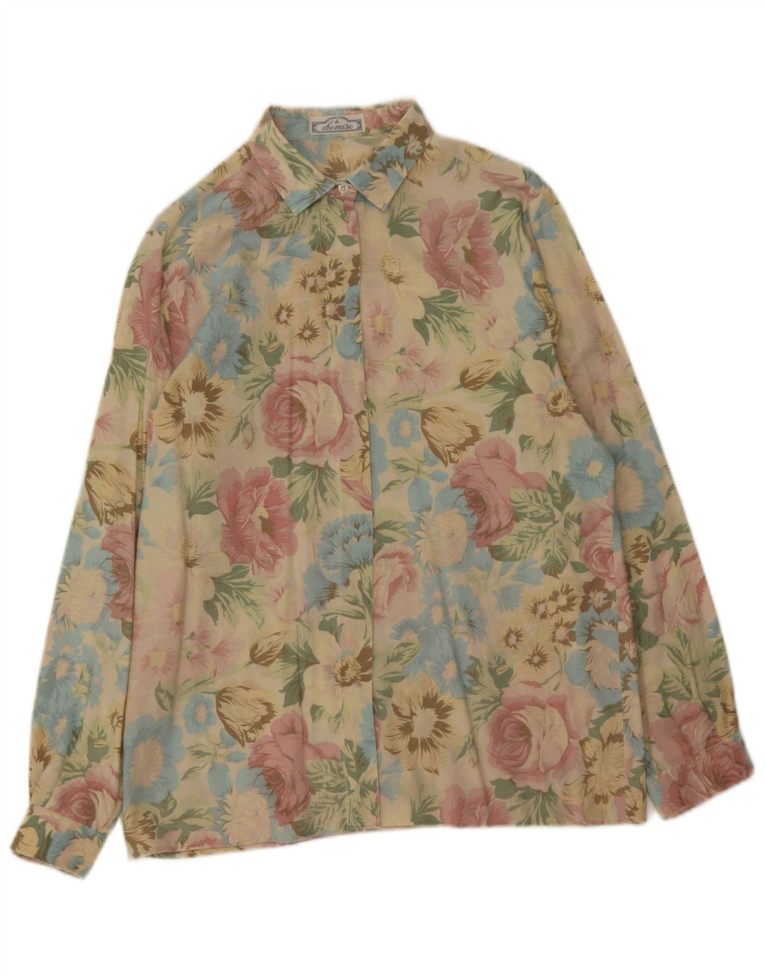 VINTAGE Dameskjorte UK 16 Large Multicolored Floral