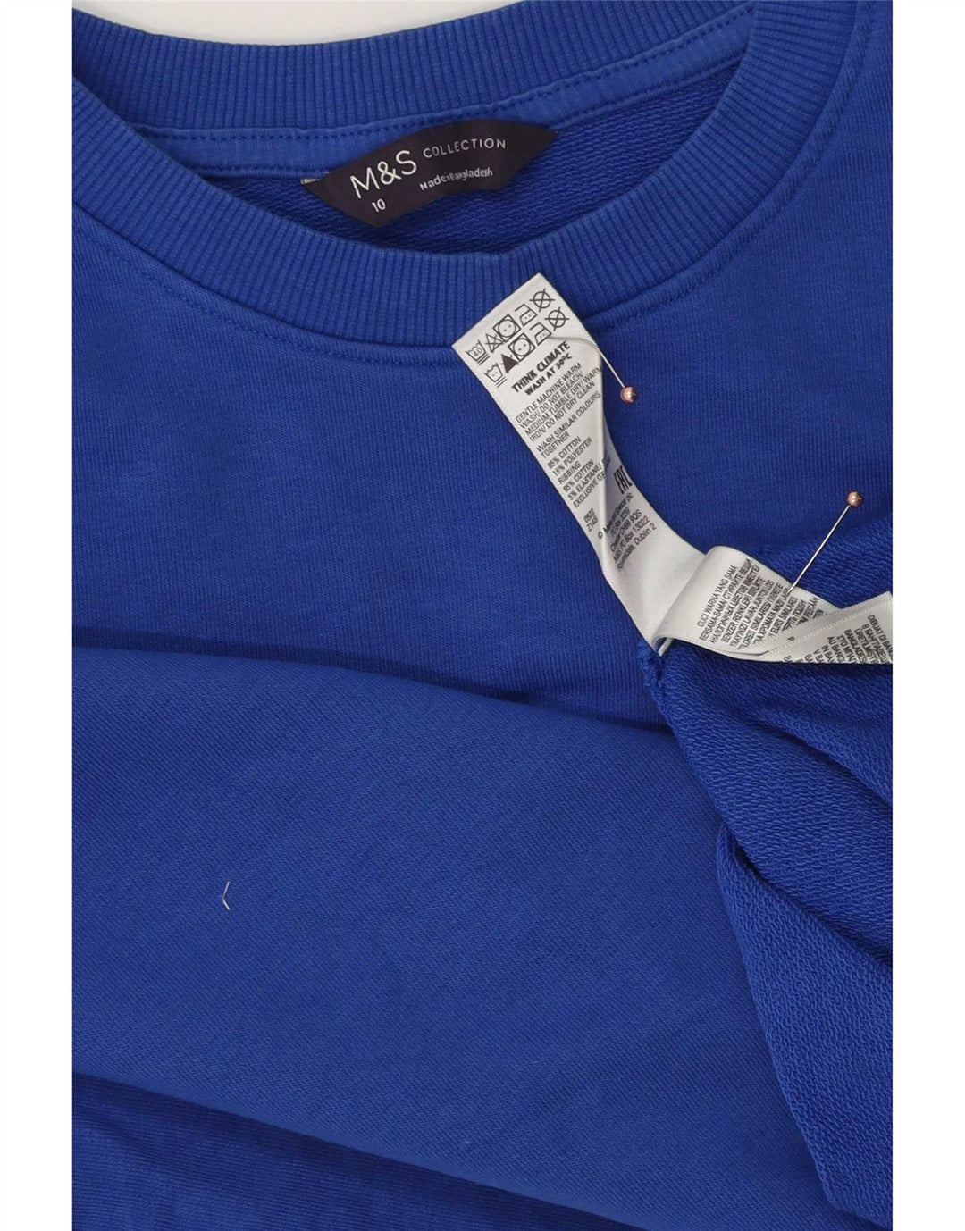 Marks & Spencer Dame Oversized Sweatshirt Jumper UK 10 Small Blue Cotton