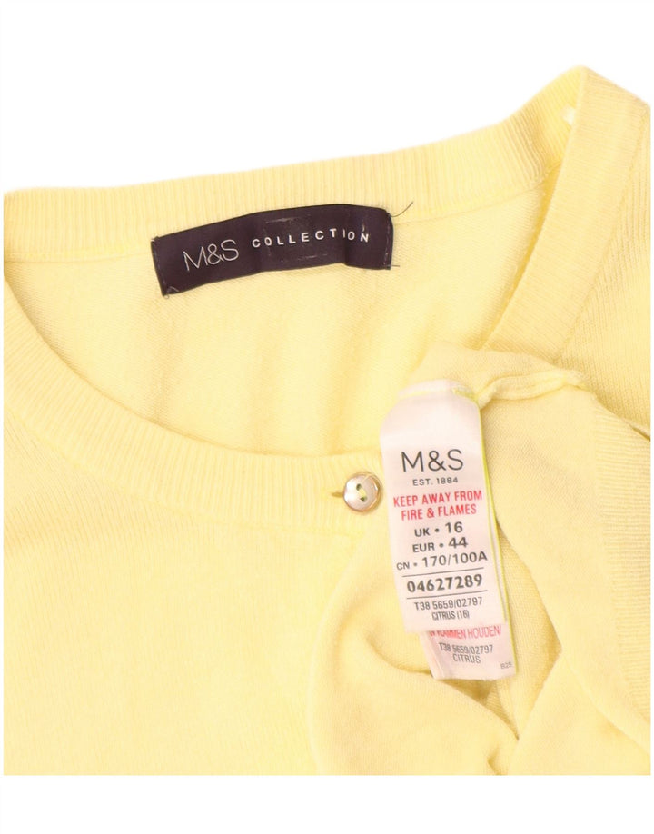 Marks & Spencer Dame Cardigan Sweater UK 16 Large Yellow Viscose