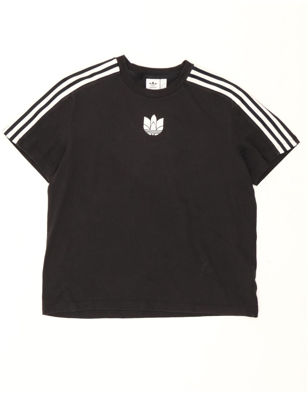 Adidas Dame T-Shirt Top UK 12 Medium Sort Bomuld