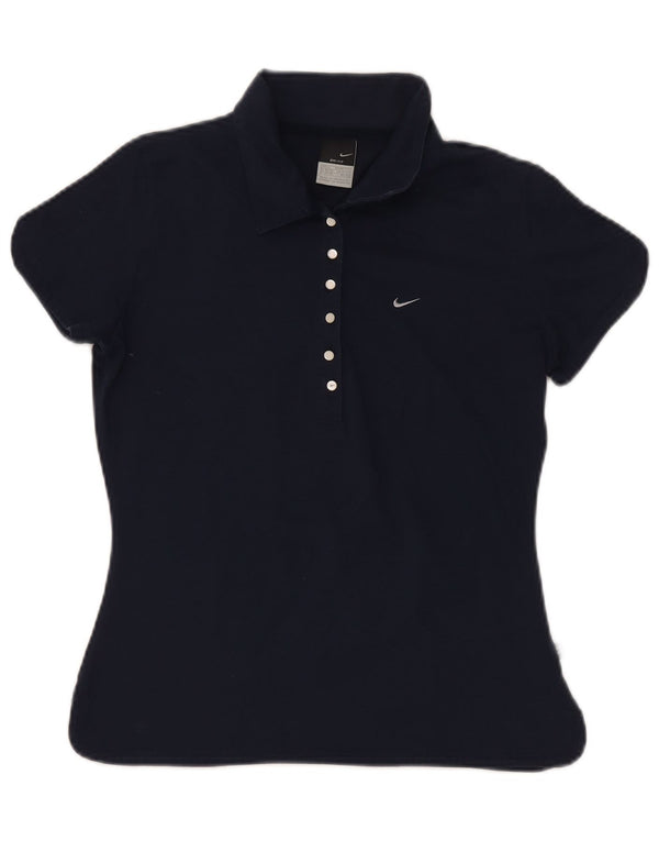 Nike Dame Dri Fit Polo Shirt UK 14/16 Large Navy Blue