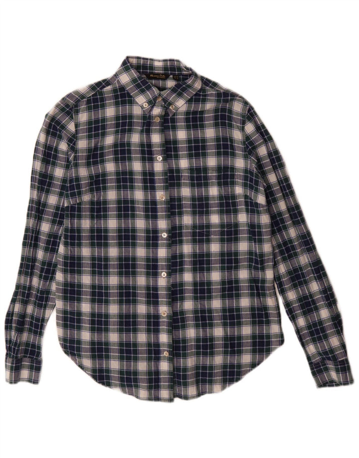 Massimo Dutti Dame Loose Fit skjorte EU 36 Small Blue Plaid Bomuld