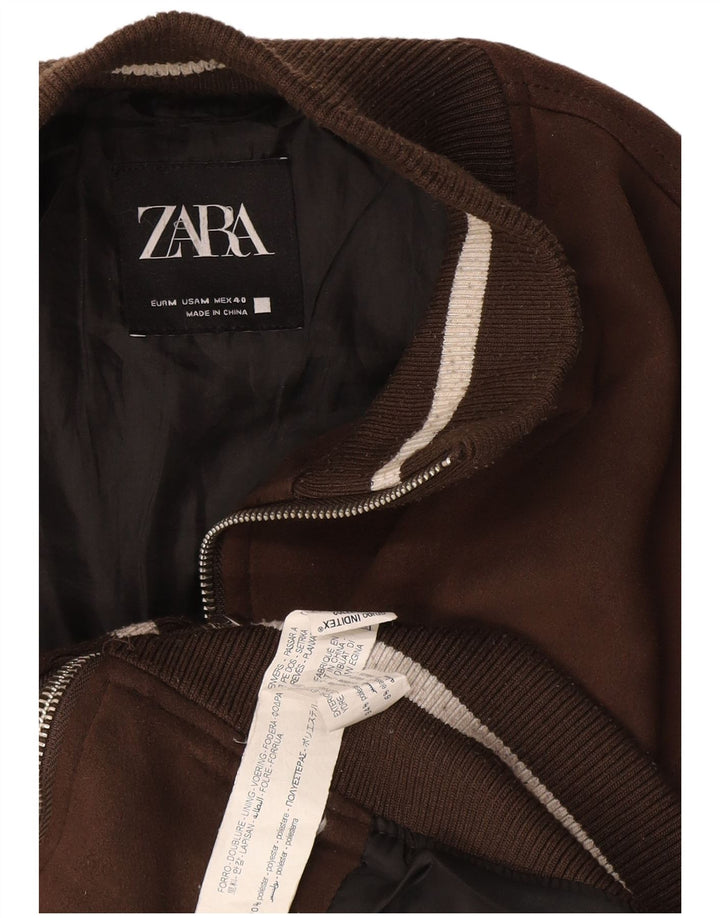 Zara Herre Bomber Jacket UK 38 Medium Brun Polyester