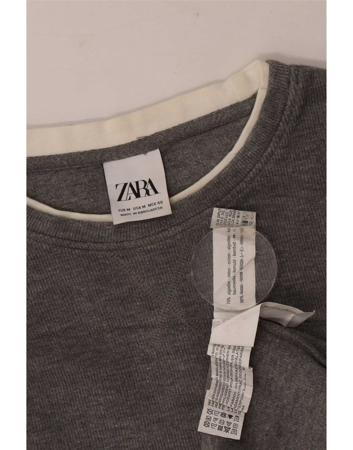 Zara Herre Top Langærmet Mellemgrå Bomuld