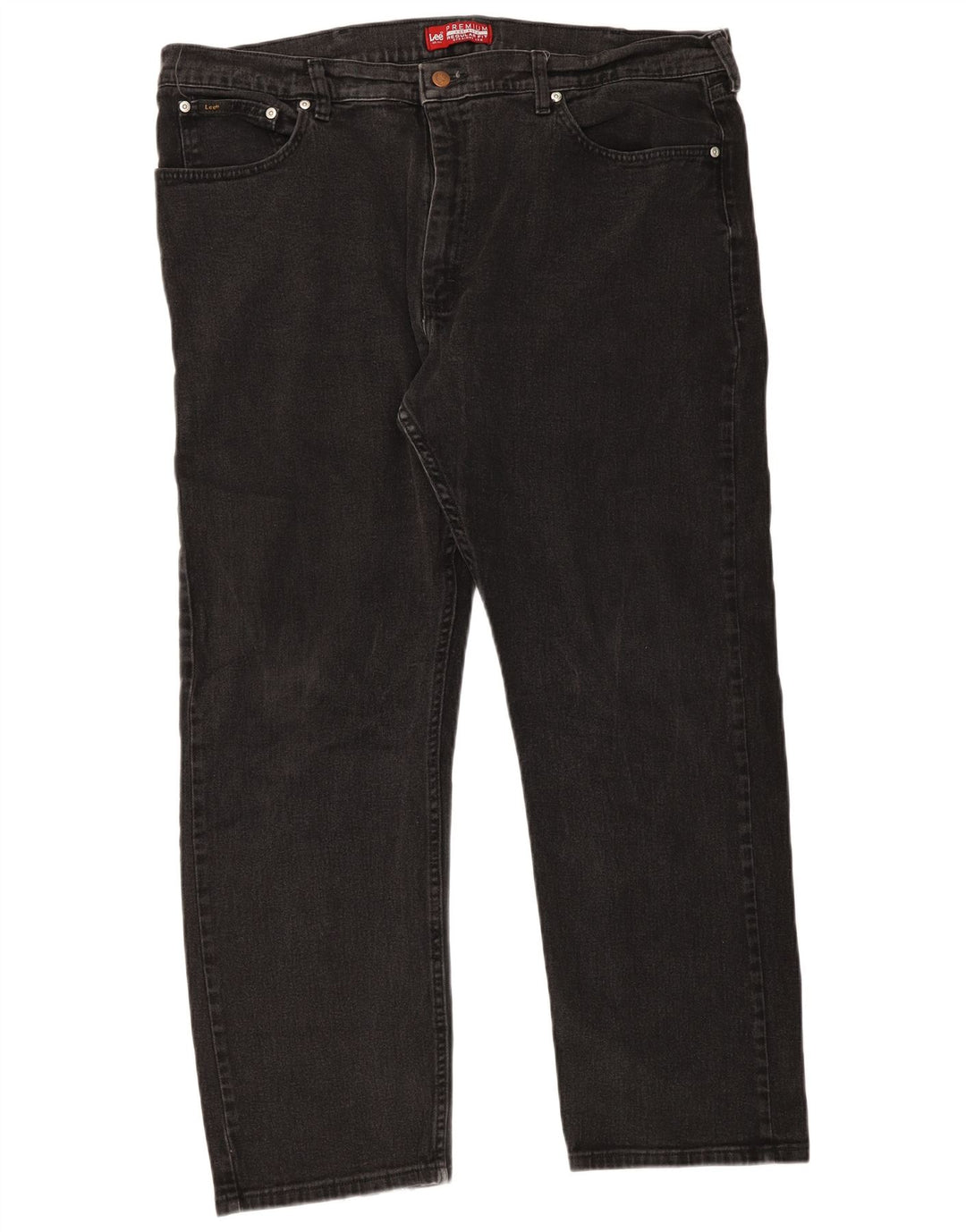 Lee Herre Regular Fit Straight Jeans W42 L30 Sort Bomuld