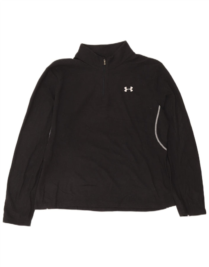 UNDER ARMOUR dame sweater med lynlås-hals træningsdragt top UK 18 XL marineblå