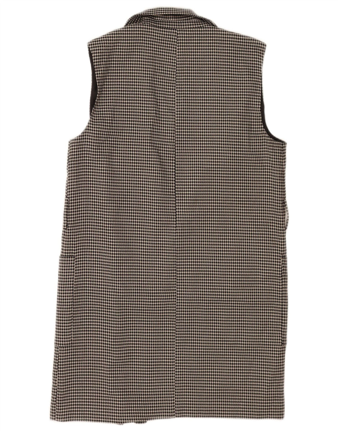 Zara Dame Longline ærmeløs blazerjakke UK 6 XS Black Houndstooth