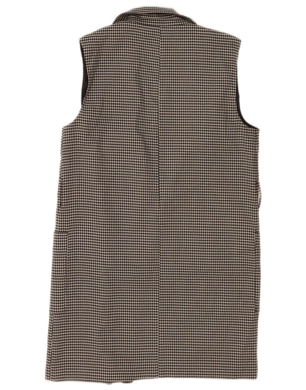 Zara Dame Longline ærmeløs blazerjakke UK 6 XS Black Houndstooth