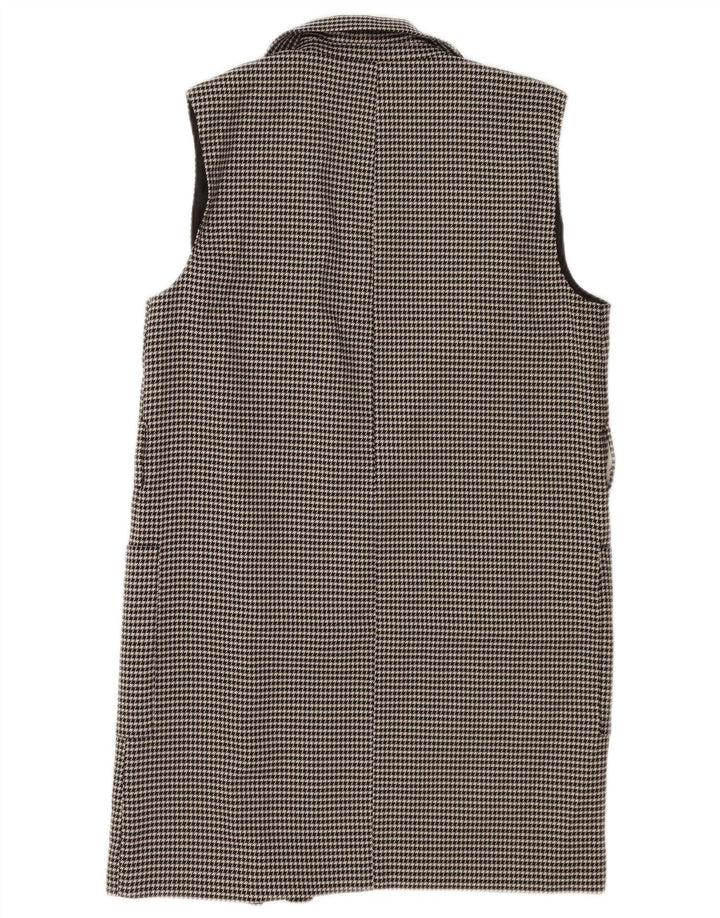 Zara Dame Longline ærmeløs blazerjakke UK 6 XS Black Houndstooth