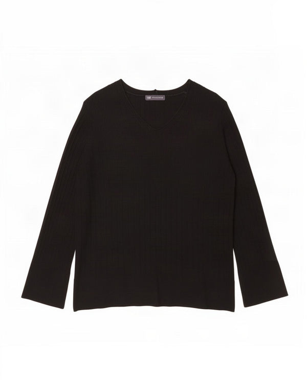 Marks & Spencer Dame V-hals sweater UK 16 Large Black Viscose