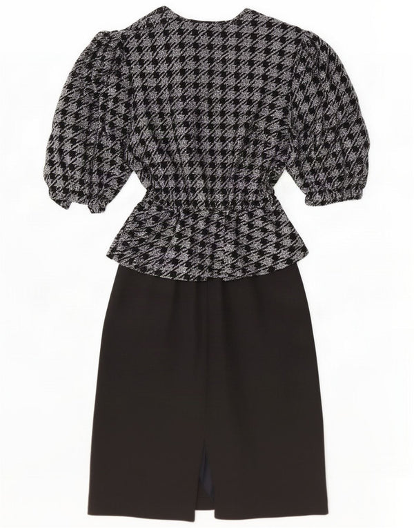 C & A Womens 3/4-ærmet Peplum Dress EU 46 XL Black Houndstooth Polyester