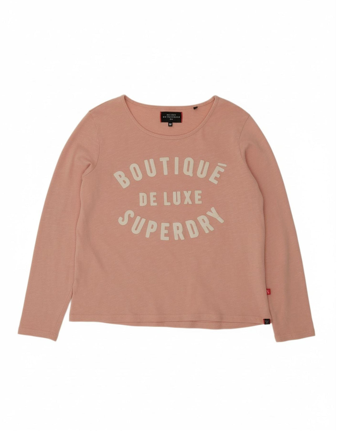 SUPERDRY Womens Oversized Graphic Top Long Sleeve UK 14 Medium Pink Cotton