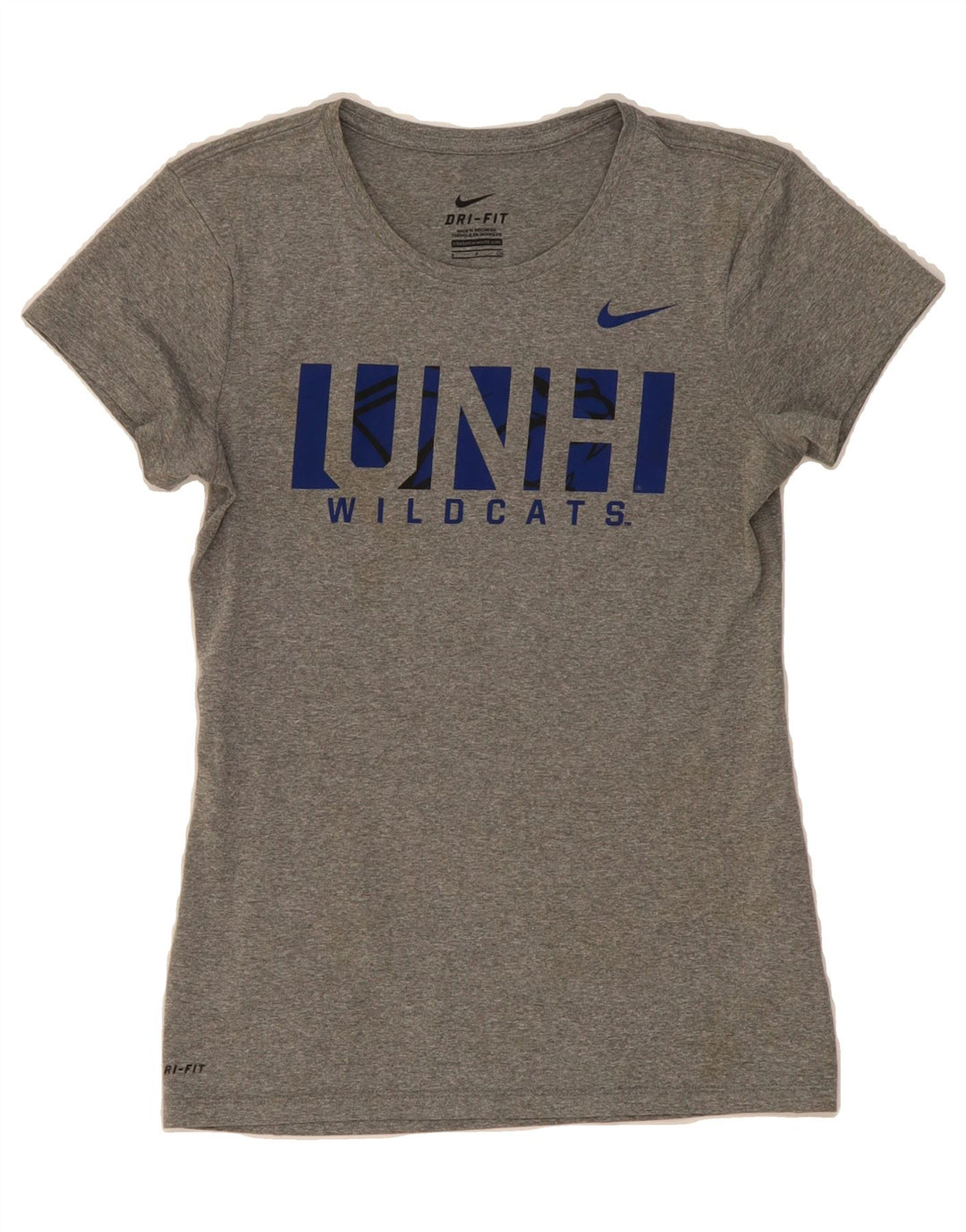 NIKE Womens UNH Wildcats Graphic T-Shirt Top UK 10 Small Grey Polyester Vintage Nike and Second-Hand Nike from Messina Hembry 