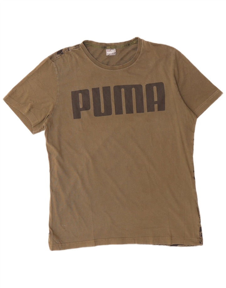 PUMA Herre grafisk T-shirt Top Stor Khaki Camouflage Bomuld