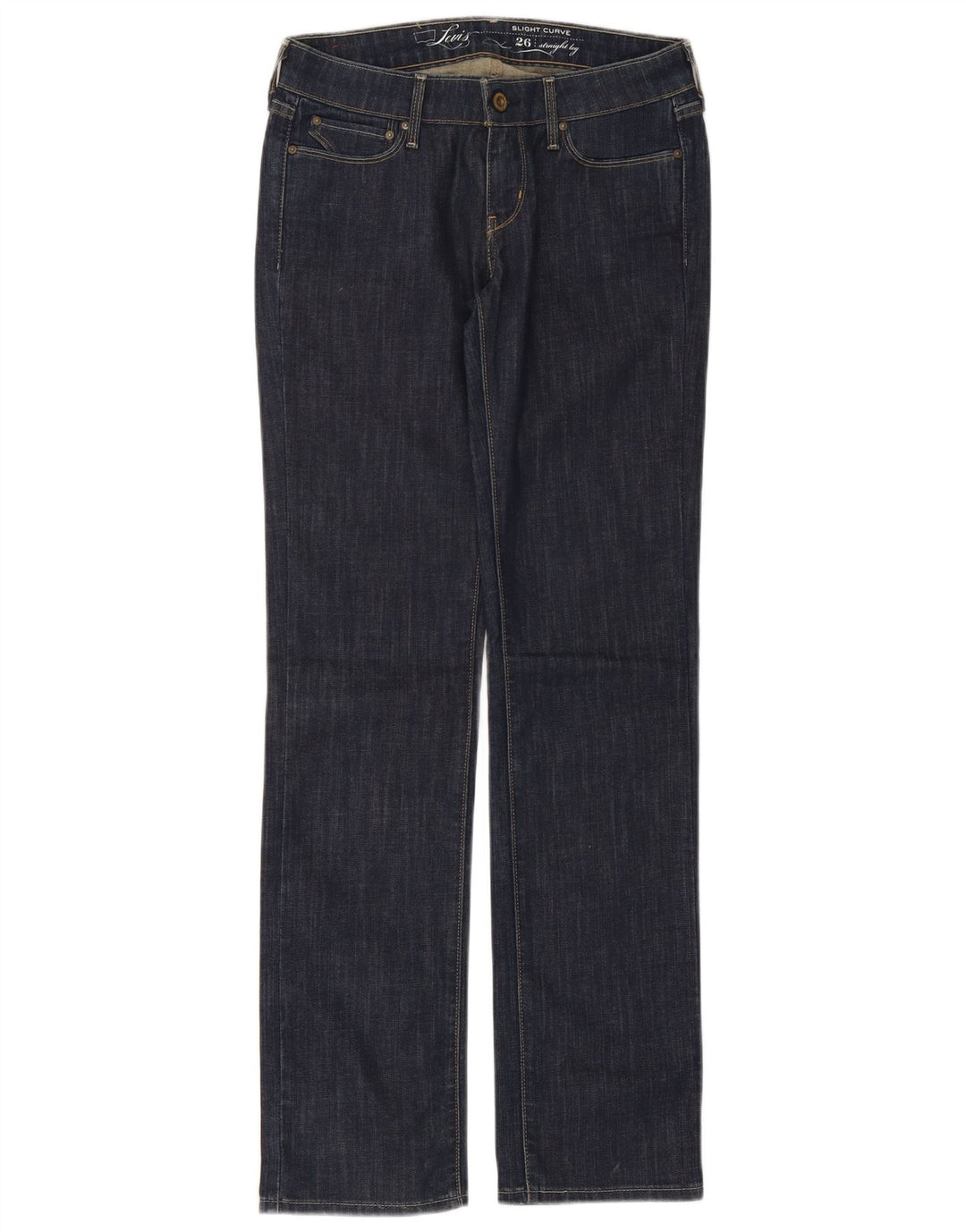 Levi's Dame Slight Curve Straight Jeans W26 L32 Marineblå Bomuld
