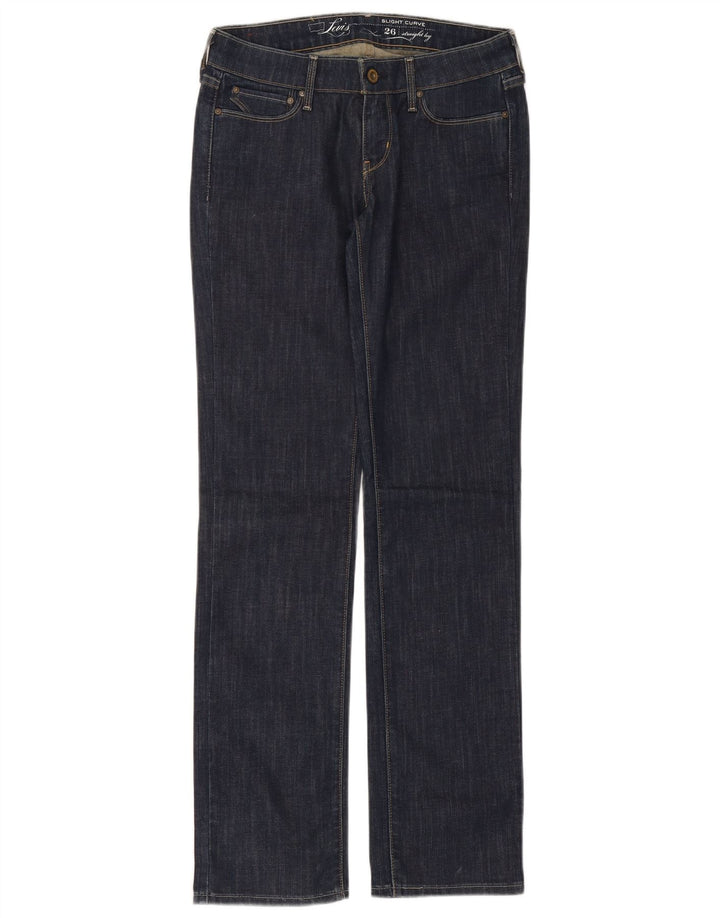 Levi's Dame Slight Curve Straight Jeans W26 L32 Marineblå Bomuld